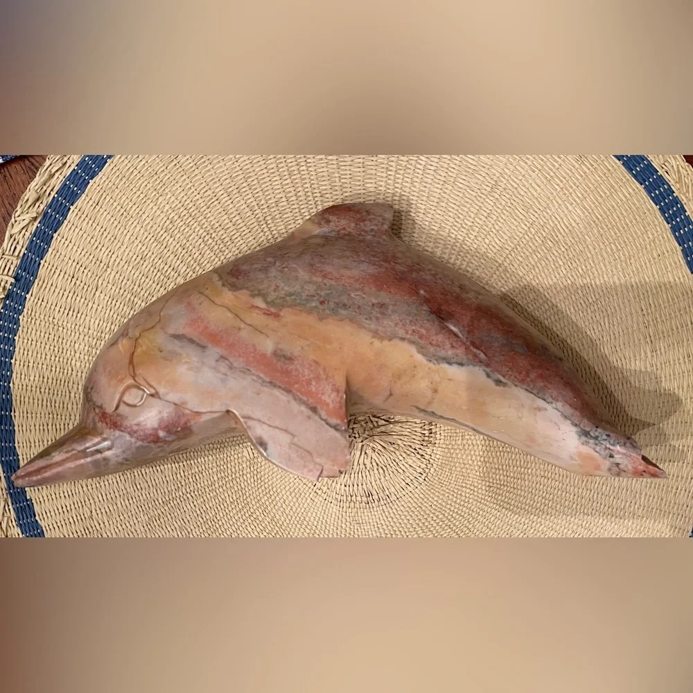 Heavy Carved Dolphin Sculpture- 10” Long Weight; 4.12 POUNDS